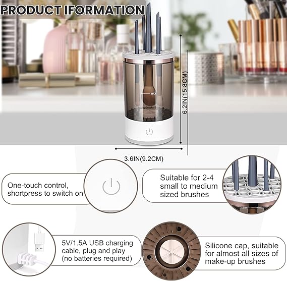 Electric Makeup Brush Cleaner – Clean & Dry in Seconds!