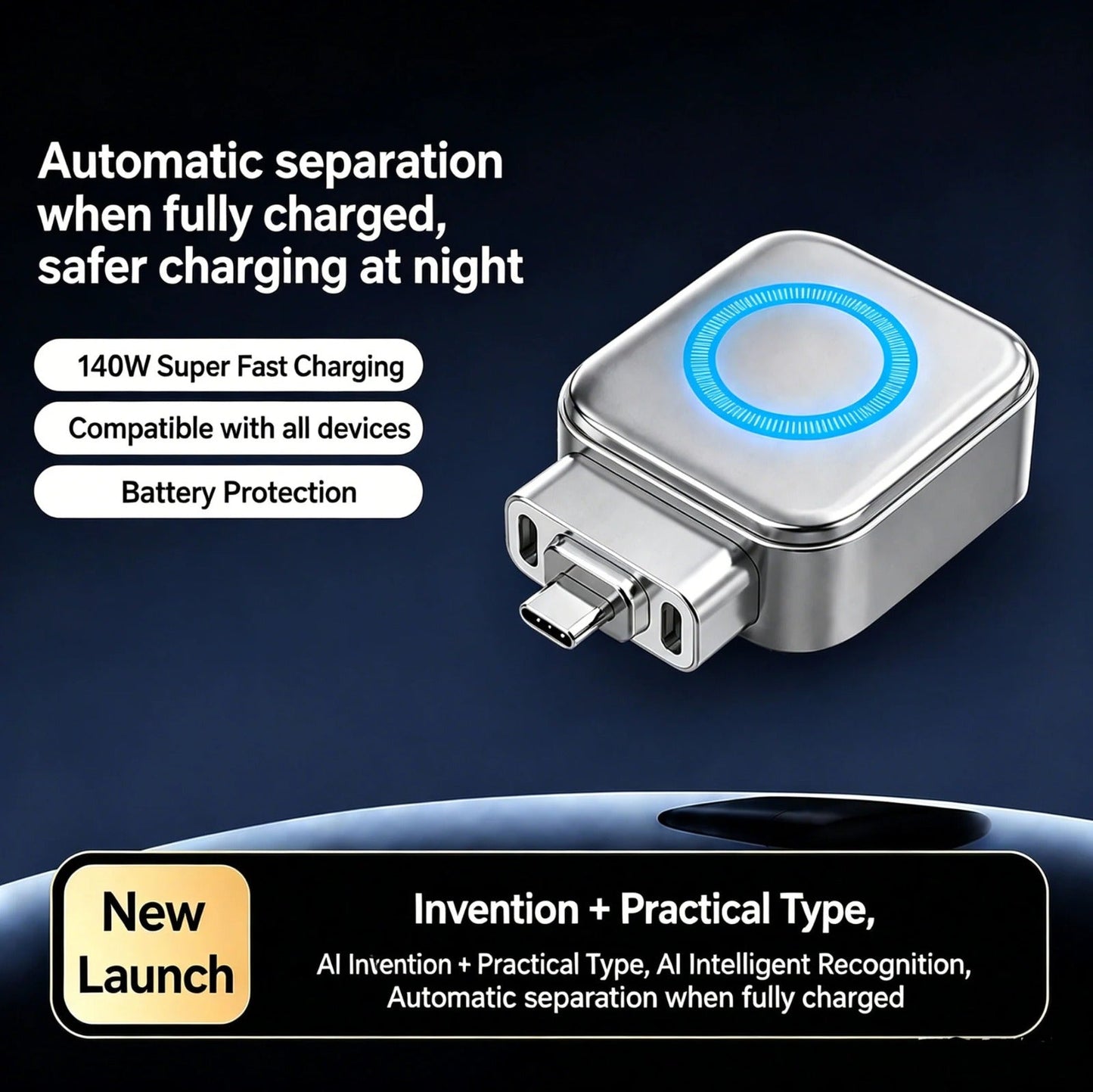 USB-C Auto Eject Charging Adapter | محول شحن USB-C بفصل تلقائي ذكي